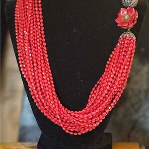 Elegant Vintage Red Beaded Necklace